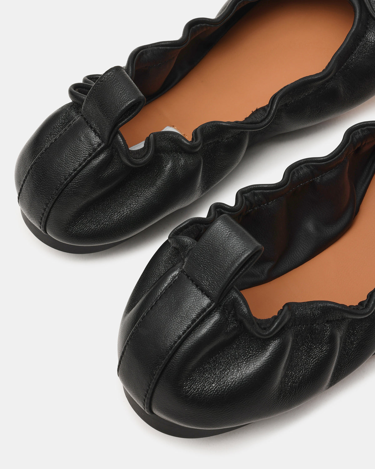 LANTI Black Leather Bow Round-Toe Women's Flat - Steve Madden