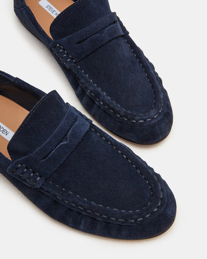 ROGER Navy Suede Slip-On Women's Loafer - Steve Madden
