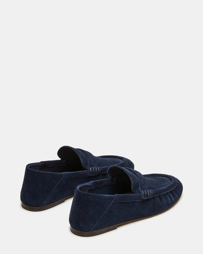 ROGER Navy Suede Slip-On Women's Loafer - Steve Madden
