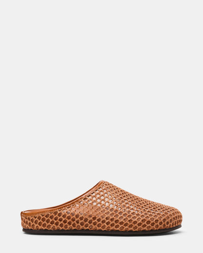 FERN Tan Raffia Mesh Mule Slip-On Round-Toe Women's Flat - Steve Madden