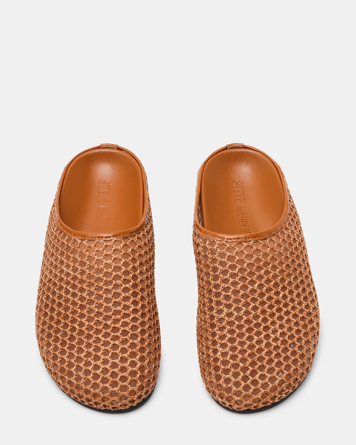 FERN Tan Raffia Mesh Mule Slip-On Round-Toe Women's Flat - Steve Madden
