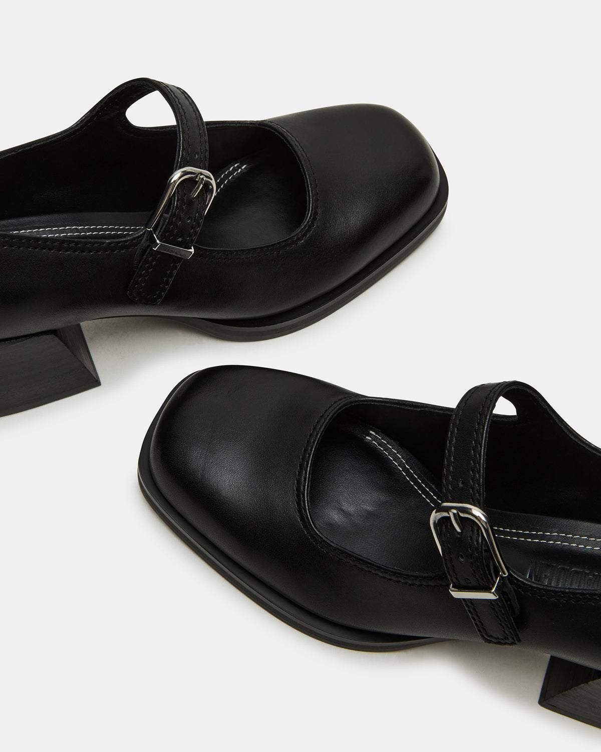 LISBON Black Leather Square-Toe Mary Jane Women's Loafer - Steve Madden