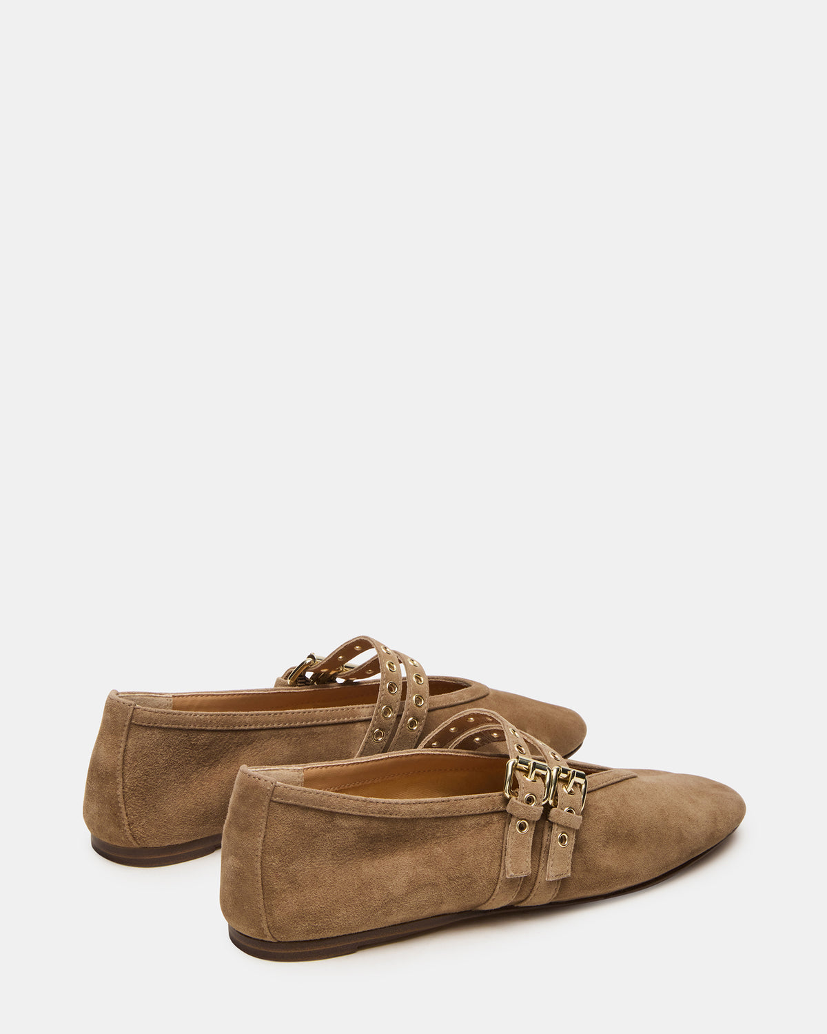 LYDIA Taupe Suede Square-Toe Mary Jane Ballet Women's Flat - Steve Madden