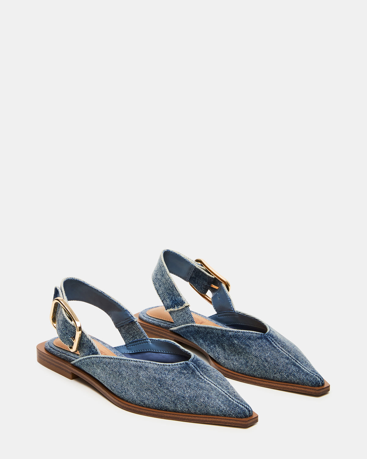 SHAY Denim Fabric Pointed-Toe Slingback Ballet Women's Flat - Steve Madden