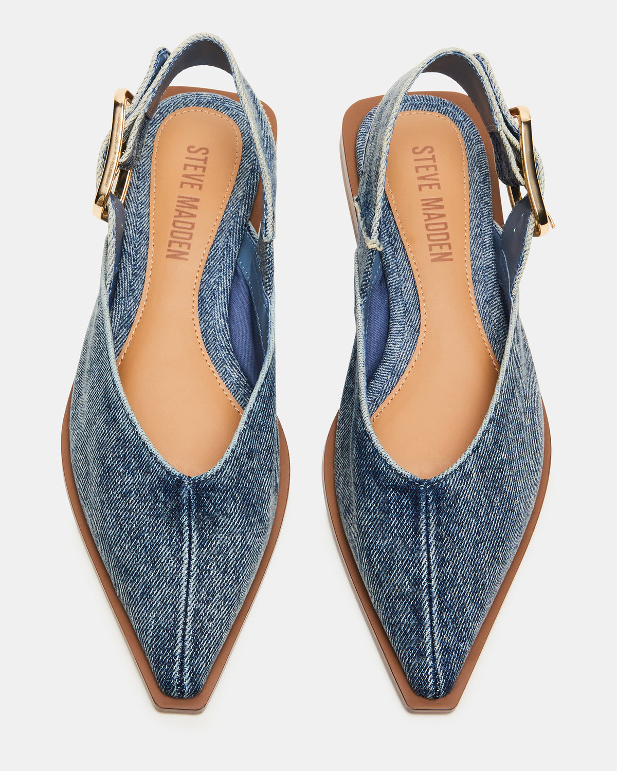 SHAY Denim Fabric Pointed-Toe Slingback Ballet Women's Flat - Steve Madden