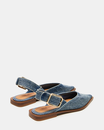 SHAY Denim Fabric Pointed-Toe Slingback Ballet Women's Flat - Steve Madden