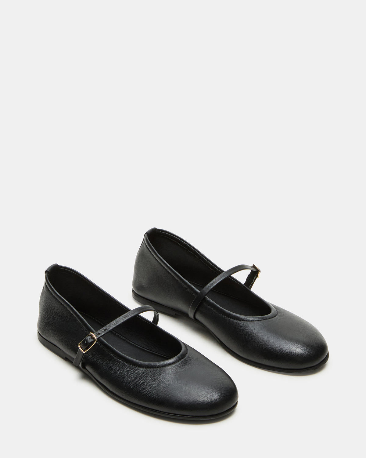 BESETTE Black Leather Mary Jane Ballet Women's Flat - Steve Madden
