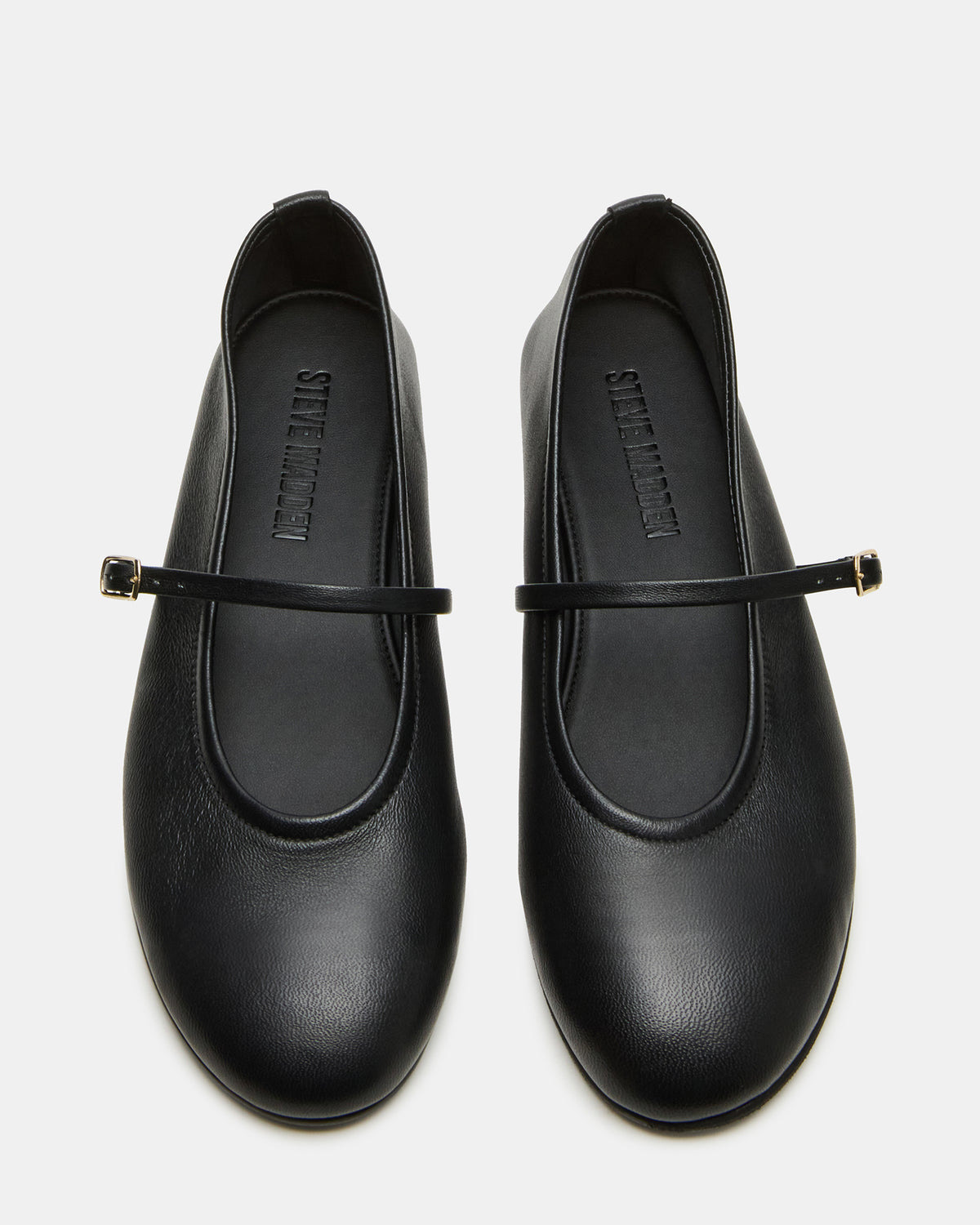 BESETTE Black Leather Mary Jane Ballet Women's Flat - Steve Madden
