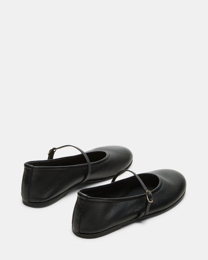 BESETTE Black Leather Mary Jane Ballet Women's Flat - Steve Madden