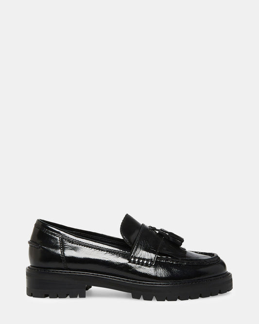 MINKA Black Leather Women's Platform Lug Sole Loafer - Steve Madden