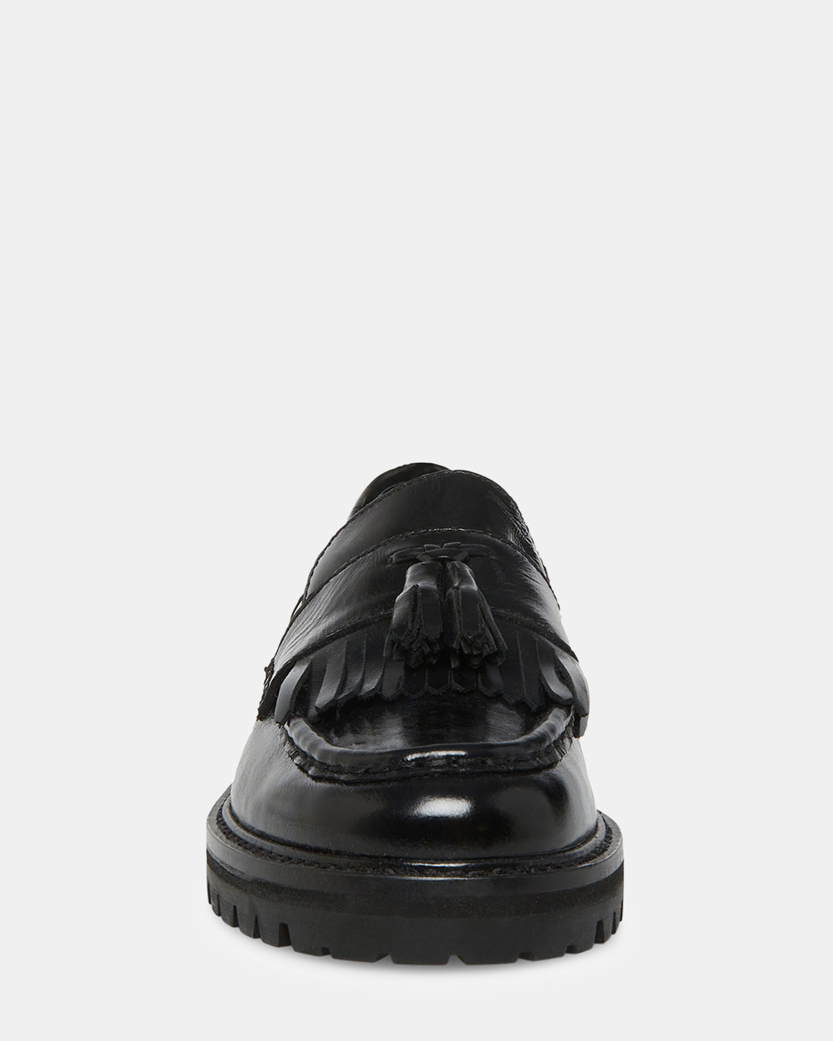 MINKA Black Leather Women's Platform Lug Sole Loafer - Steve Madden