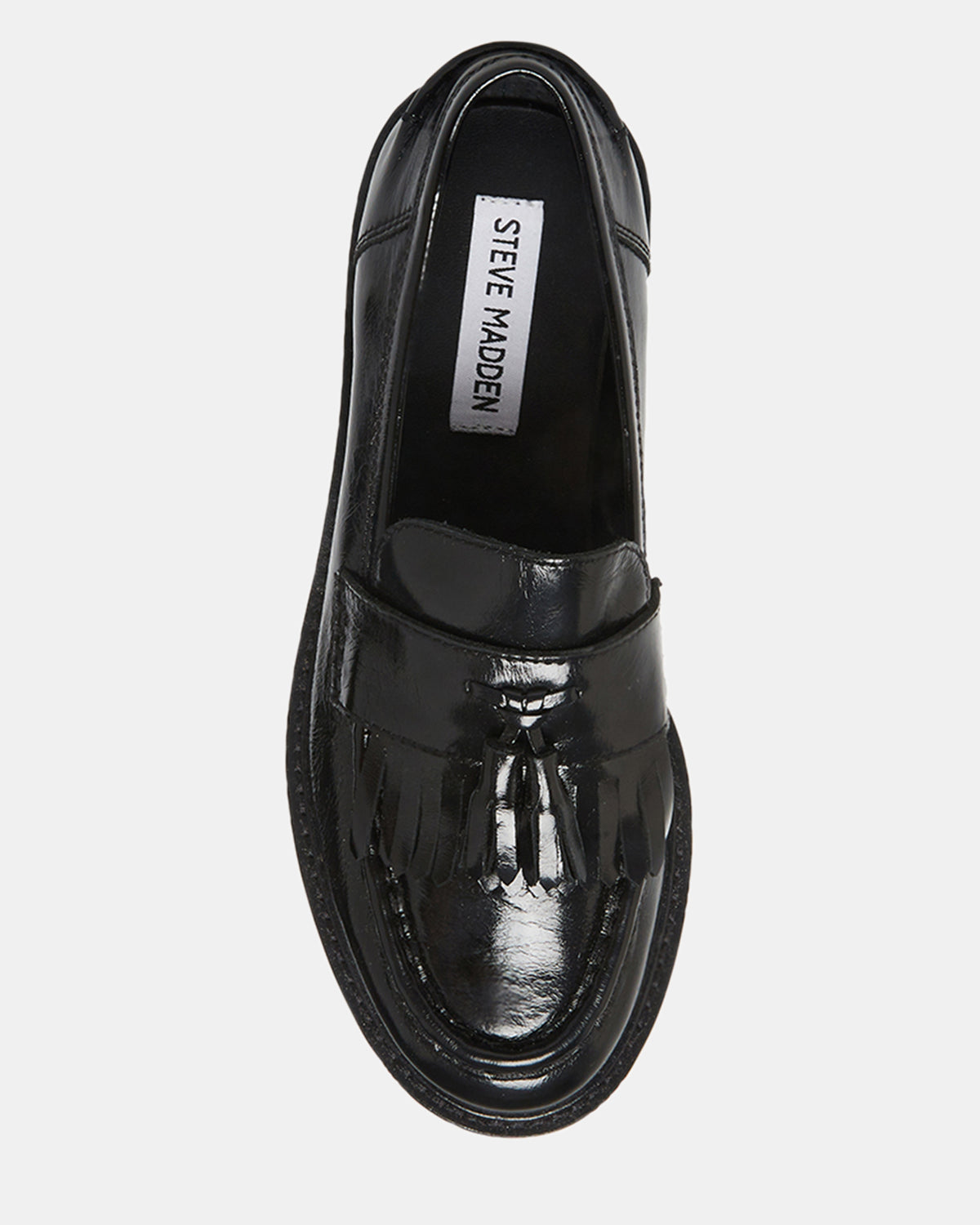MINKA Black Leather Women's Platform Lug Sole Loafer - Steve Madden