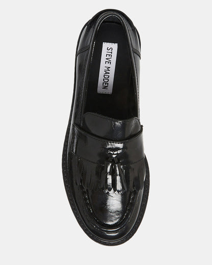 MINKA Black Leather Women's Platform Lug Sole Loafer - Steve Madden