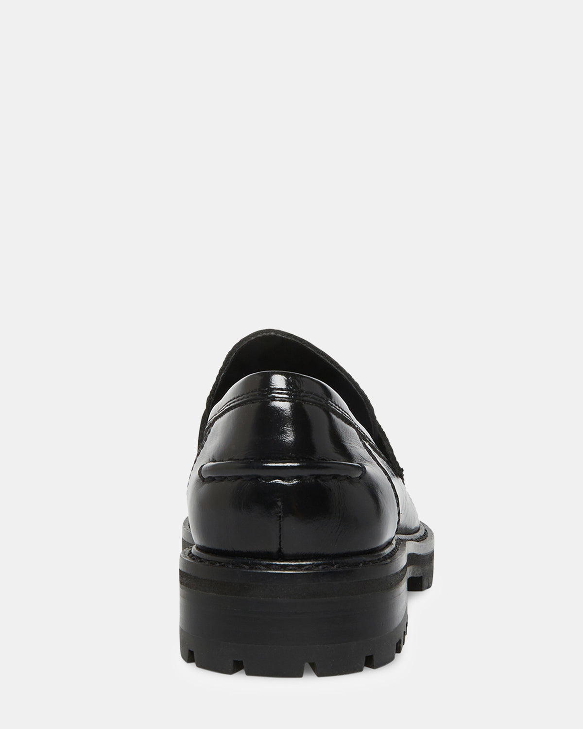 MINKA Black Leather Women's Platform Lug Sole Loafer - Steve Madden