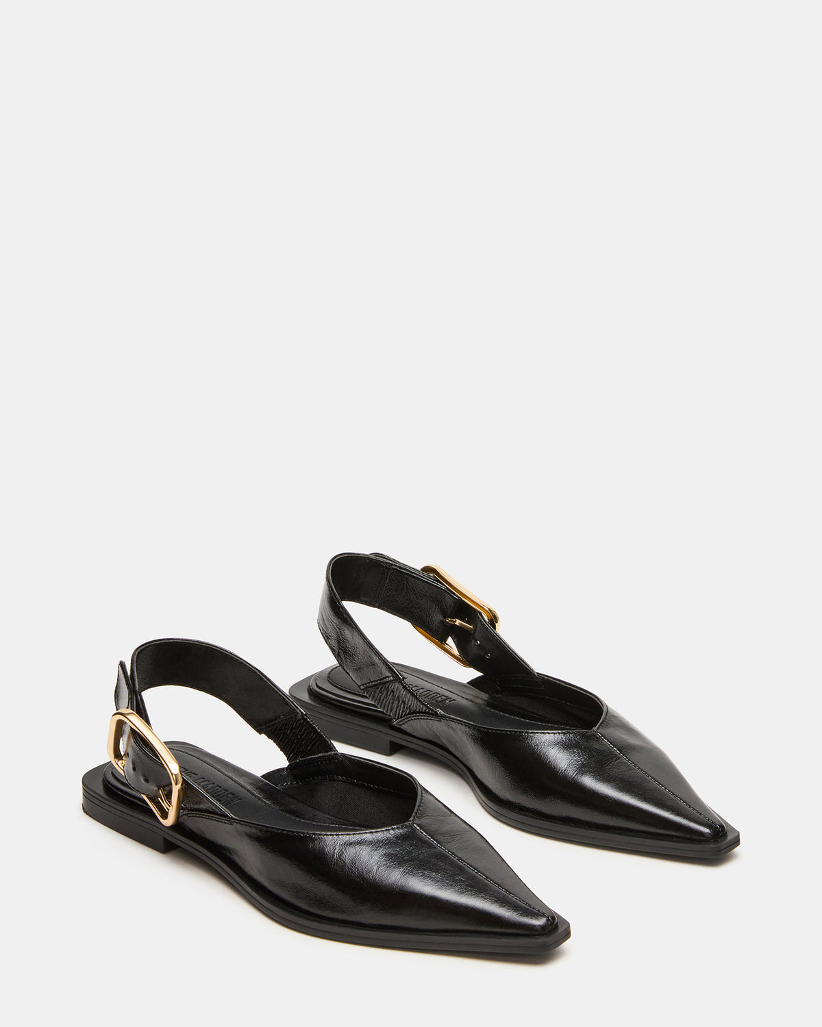 SHAY Black Leather Pointed-Toe Slingback Ballet Women's Flat - Steve Madden