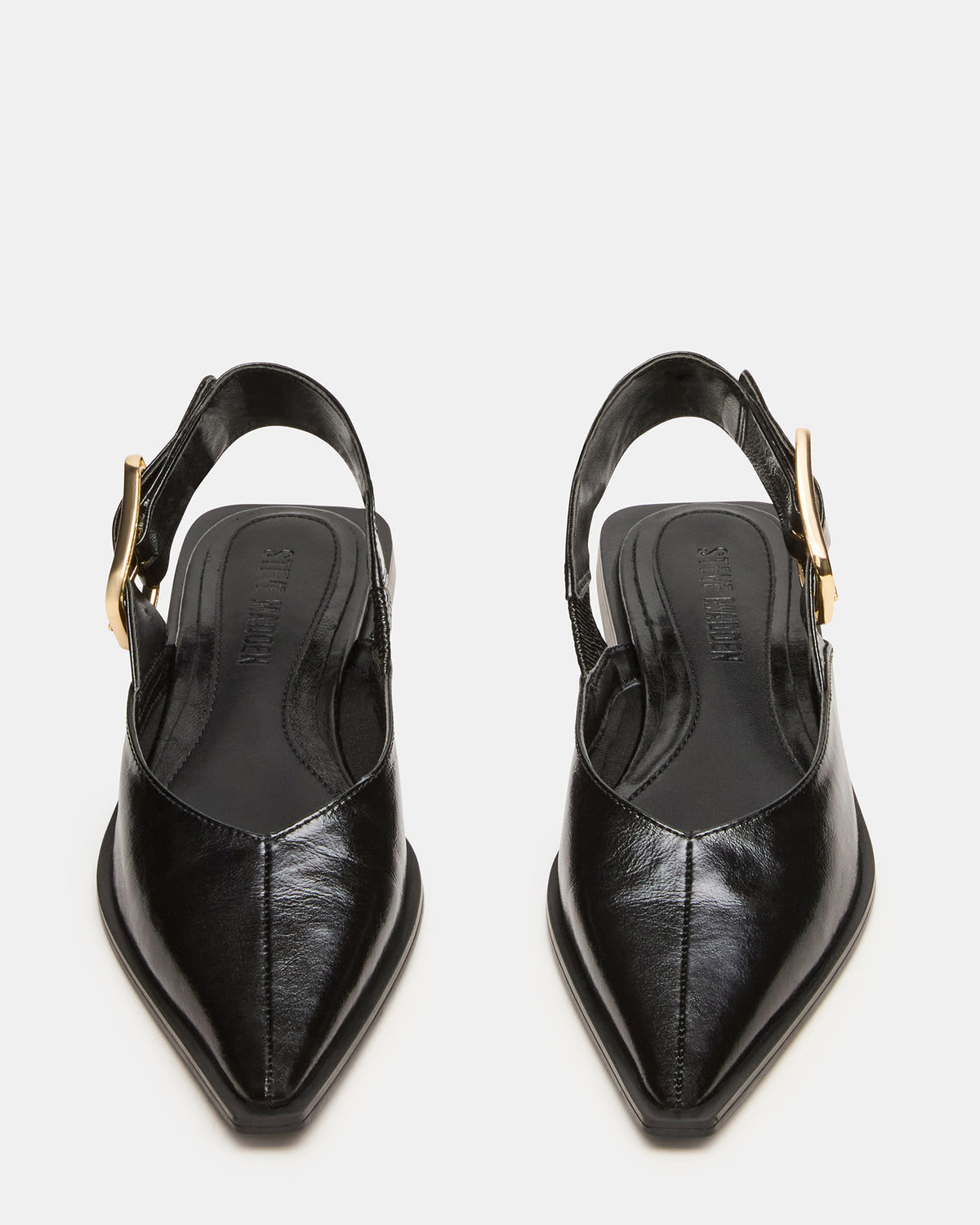 SHAY Black Leather Pointed-Toe Slingback Ballet Women's Flat - Steve Madden