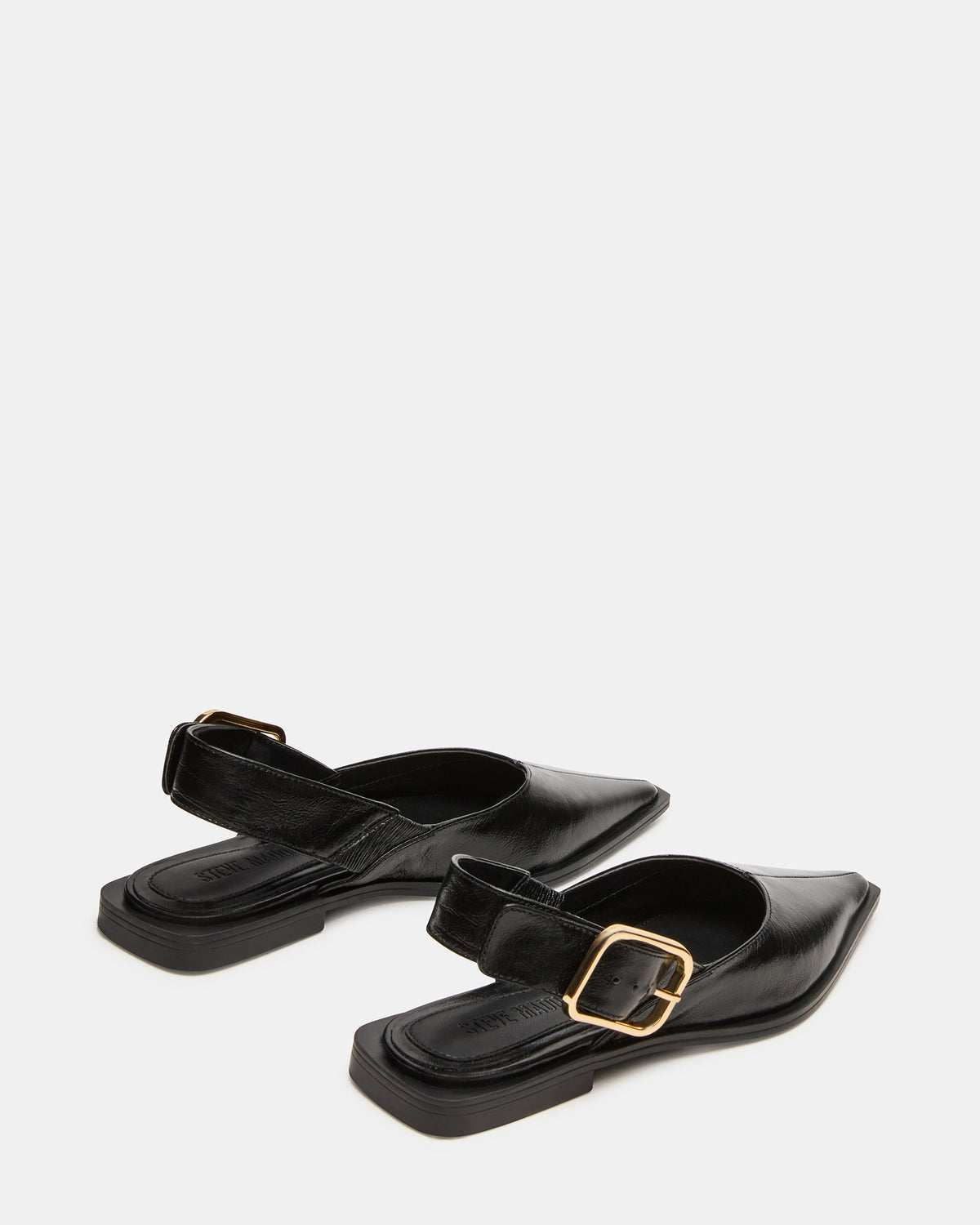 SHAY Black Leather Pointed-Toe Slingback Ballet Women's Flat - Steve Madden