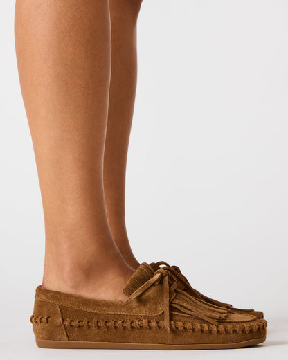 SAMUAL Chestnut Suede Fringe Boat Women's Loafer - Steve Madden