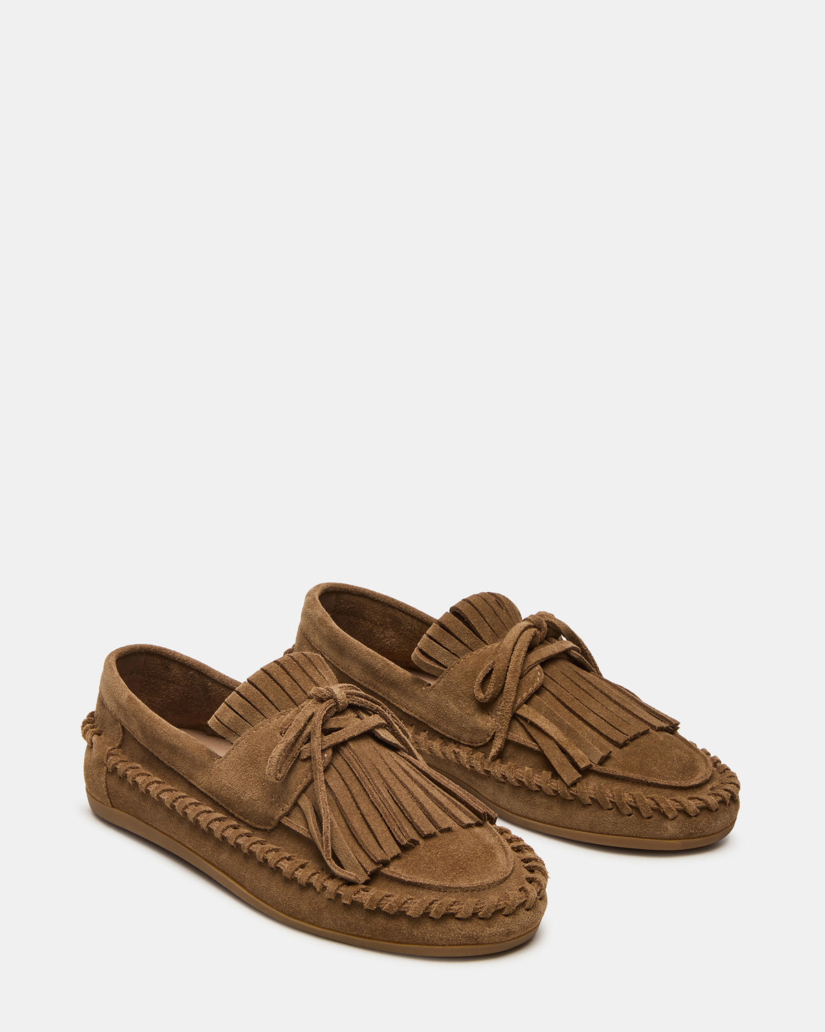 SAMUAL Chestnut Suede Fringe Boat Women's Loafer - Steve Madden