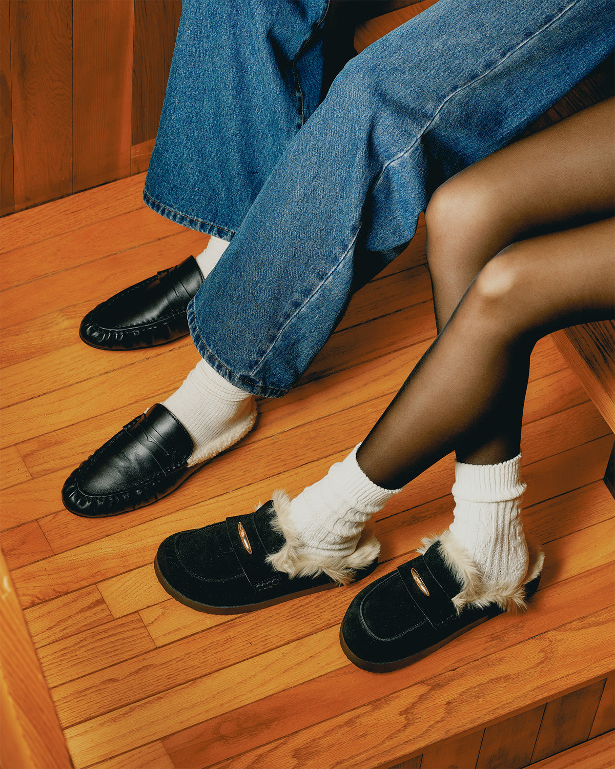TOBIN Faux Fur Black Suede Slip-On Mule Women's Flat - Steve Madden