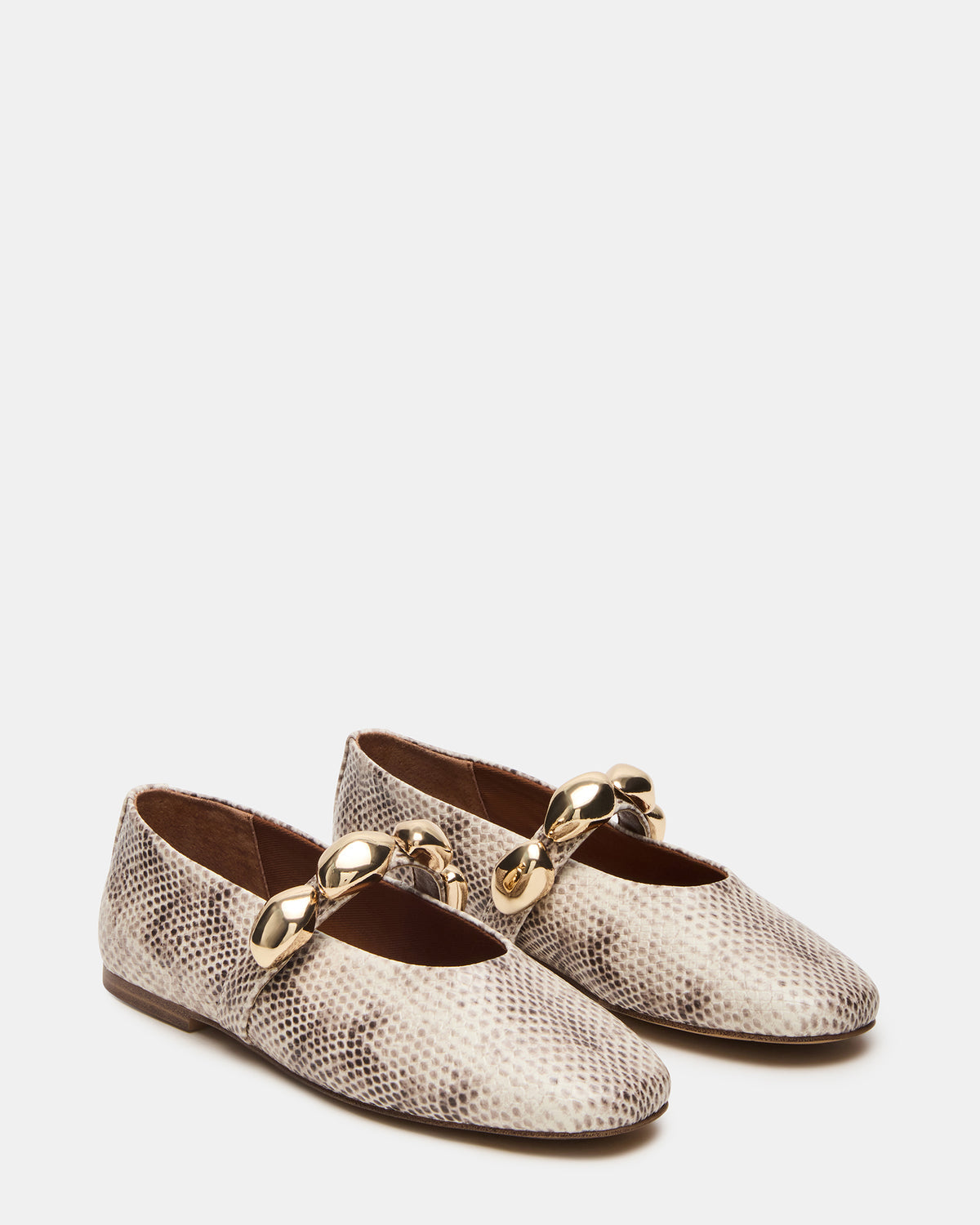 POPPIN Natural Snake Mary Jane Ballet Women's Flat - Steve Madden