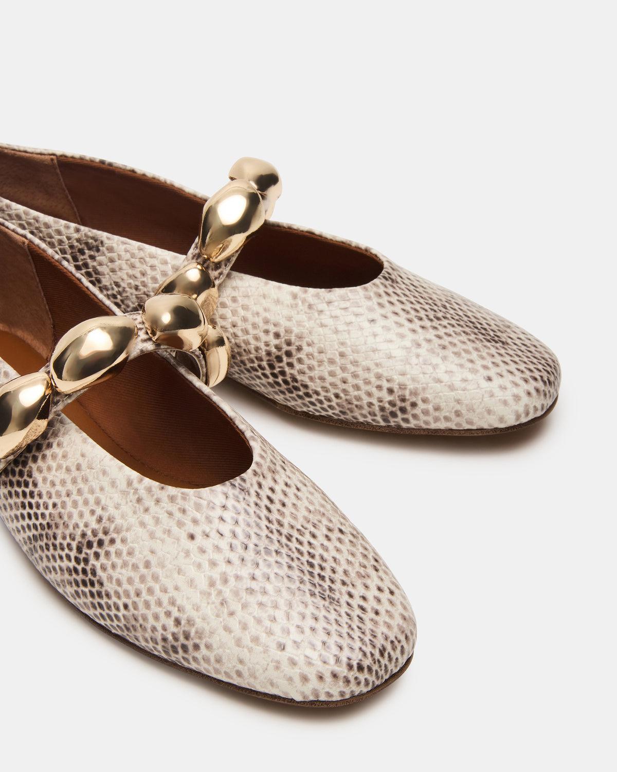 POPPIN Natural Snake Mary Jane Ballet Women's Flat - Steve Madden