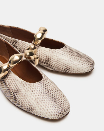 POPPIN Natural Snake Mary Jane Ballet Women's Flat - Steve Madden