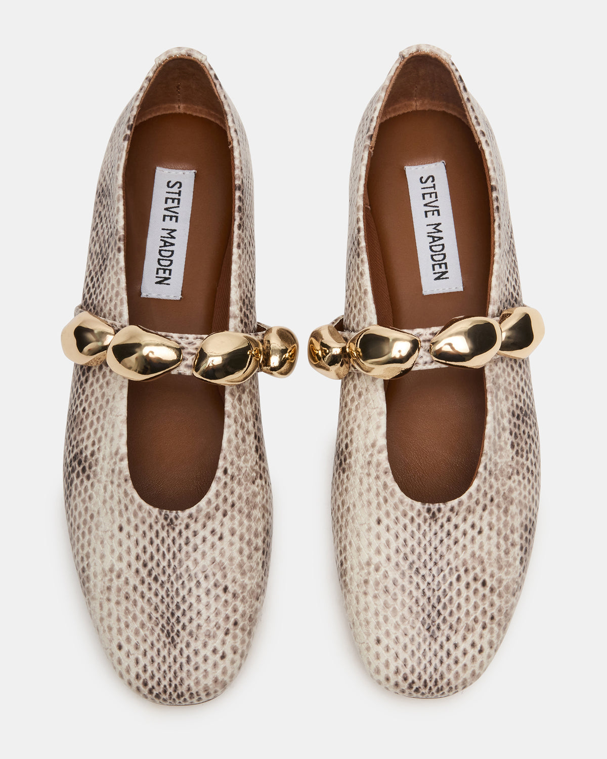 POPPIN Natural Snake Mary Jane Ballet Women's Flat - Steve Madden
