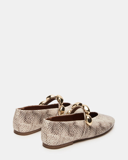 POPPIN Natural Snake Mary Jane Ballet Women's Flat - Steve Madden