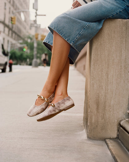 POPPIN Natural Snake Mary Jane Ballet Women's Flat - Steve Madden