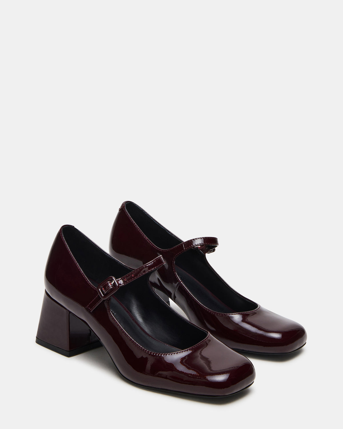 DARCEY Wine Patent Square-Toe Mary Jane Block Heel Women's Loafer - Steve Madden