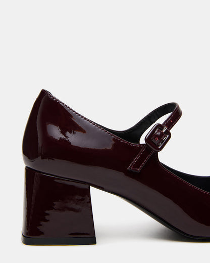DARCEY Wine Patent Square-Toe Mary Jane Block Heel Women's Loafer - Steve Madden