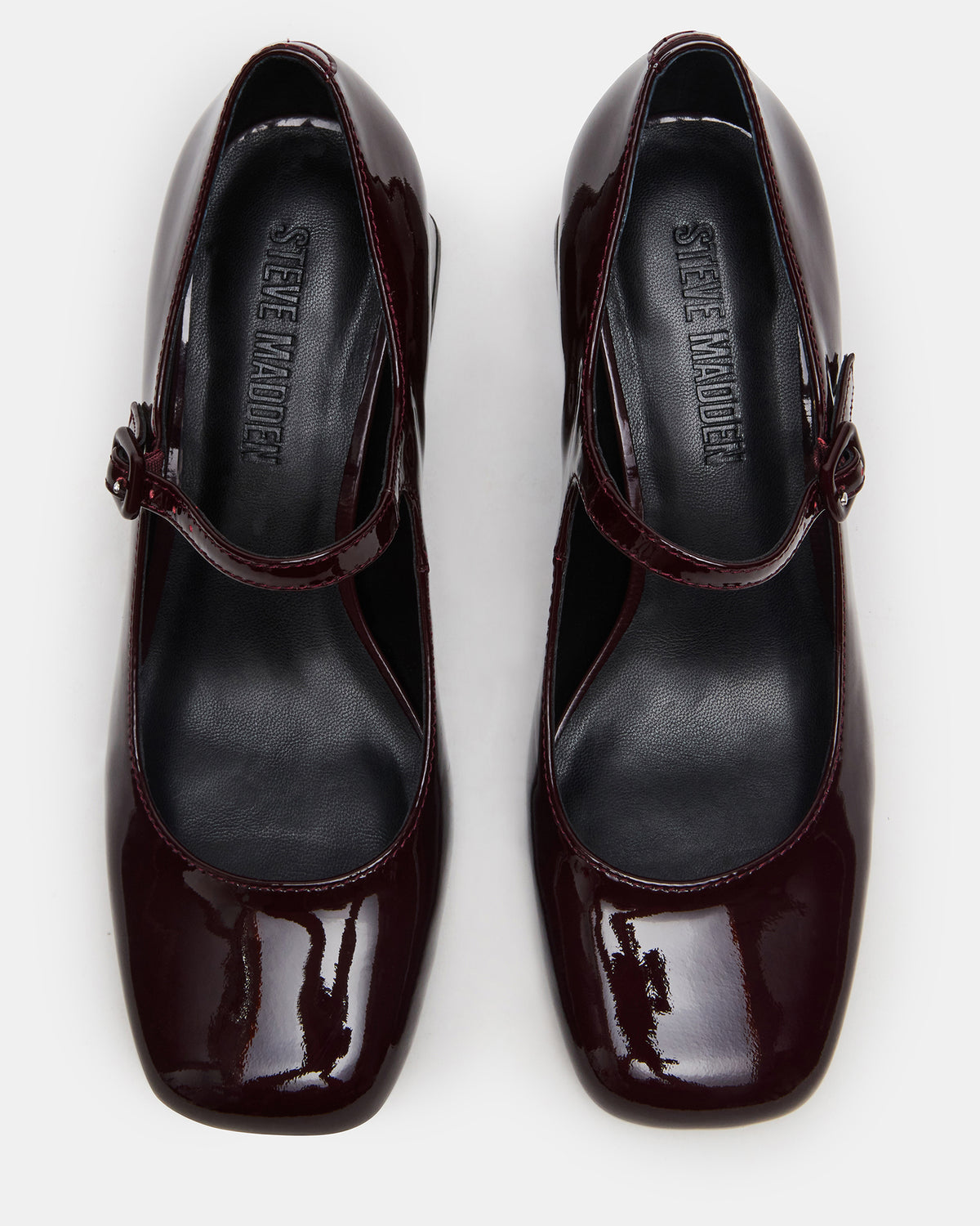 DARCEY Wine Patent Square-Toe Mary Jane Block Heel Women's Loafer - Steve Madden