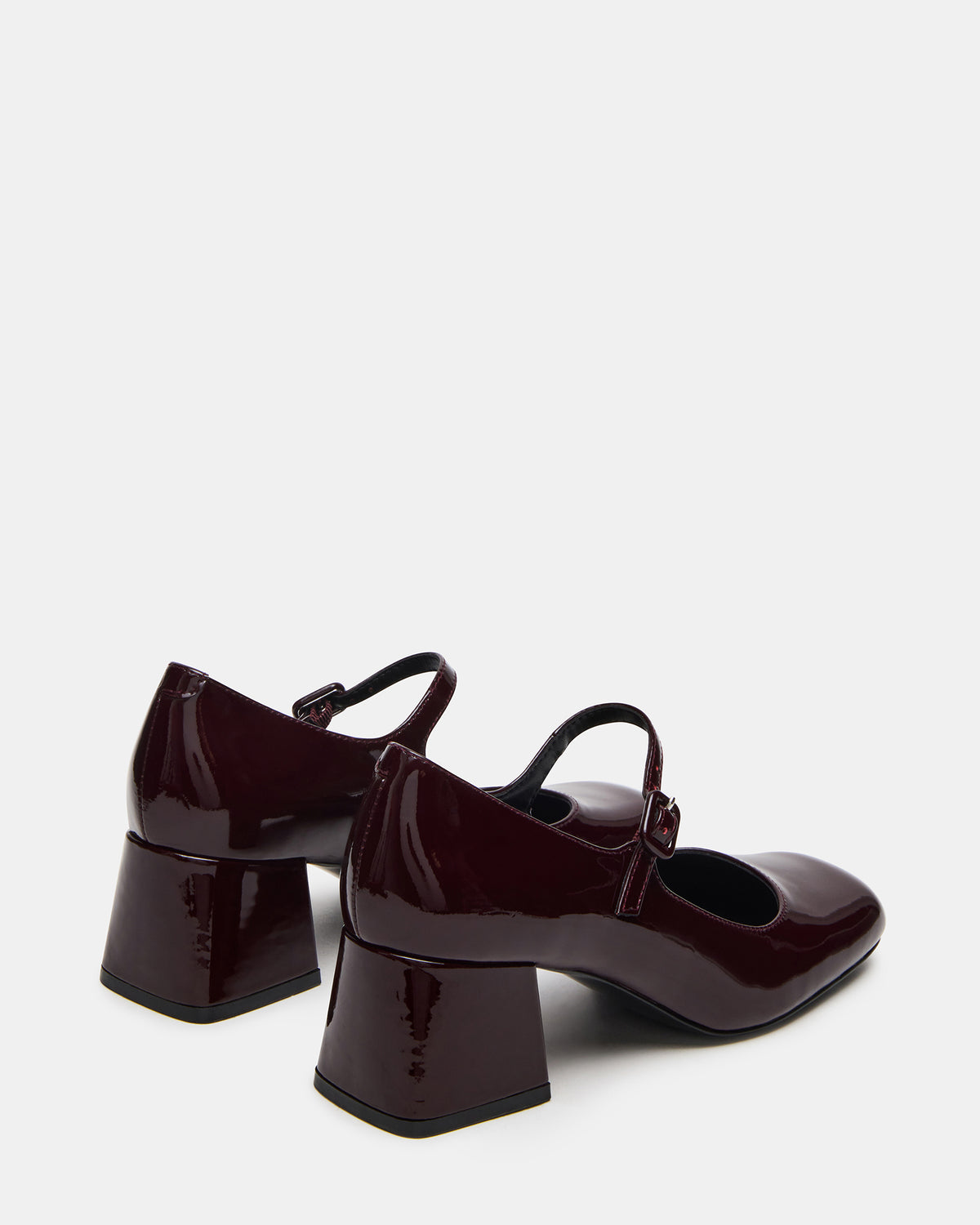 DARCEY Wine Patent Square-Toe Mary Jane Block Heel Women's Loafer - Steve Madden