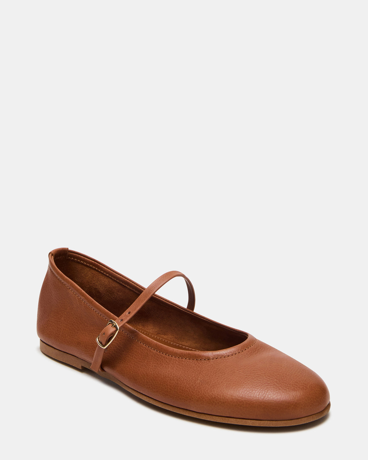 BESETTE Tan Leather Mary Jane Ballet Women's Flat - Steve Madden