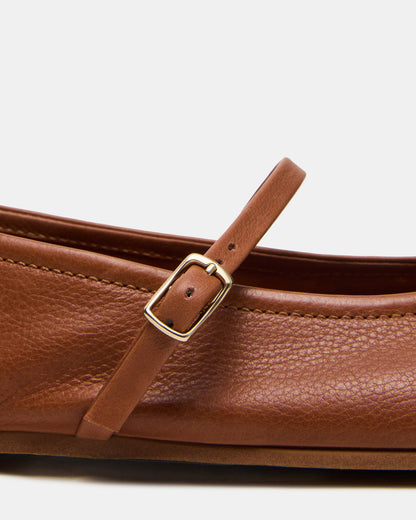 BESETTE Tan Leather Mary Jane Ballet Women's Flat - Steve Madden