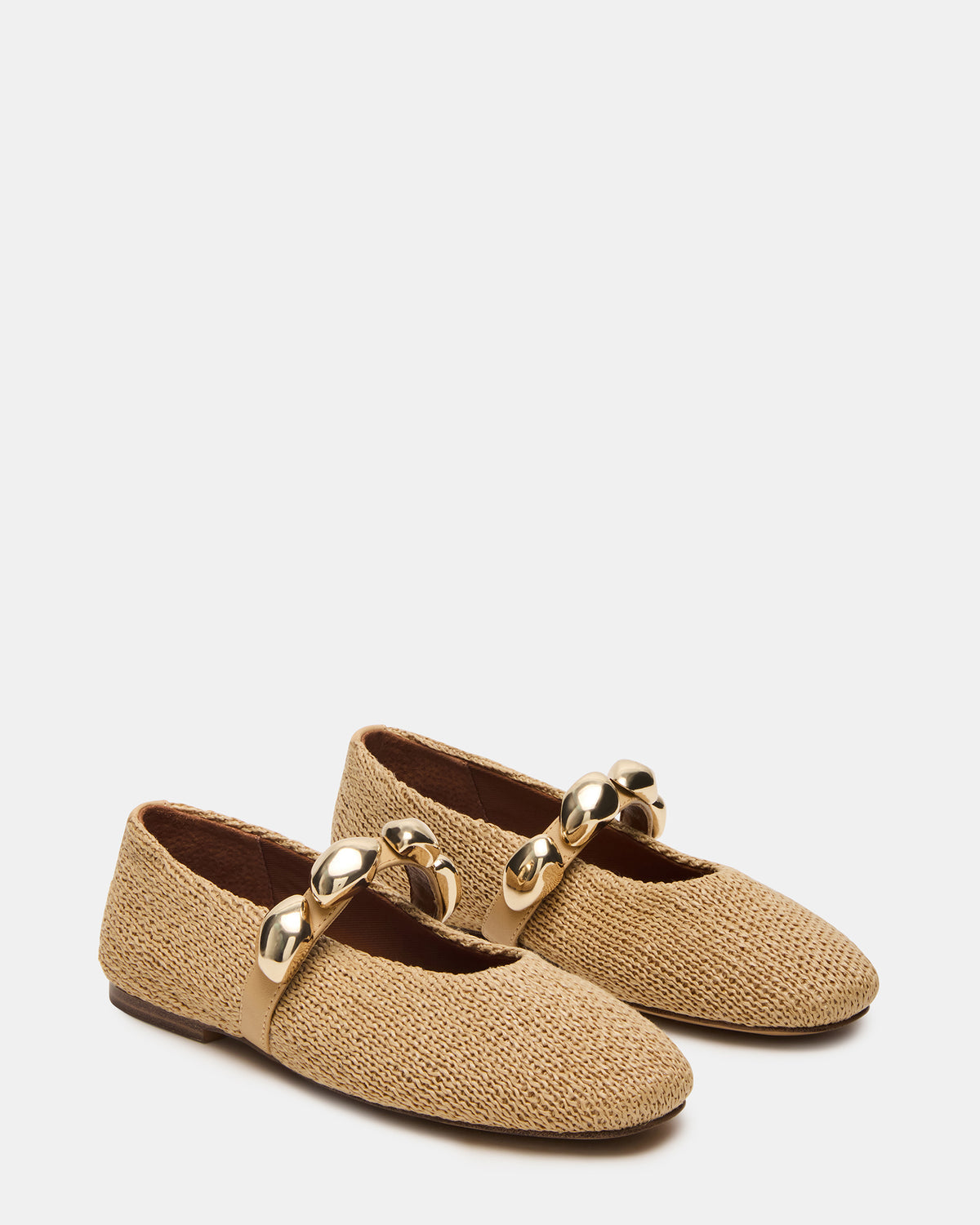 POPPIN Natural Raffia Mary Jane Ballet Women's Flat - Steve Madden
