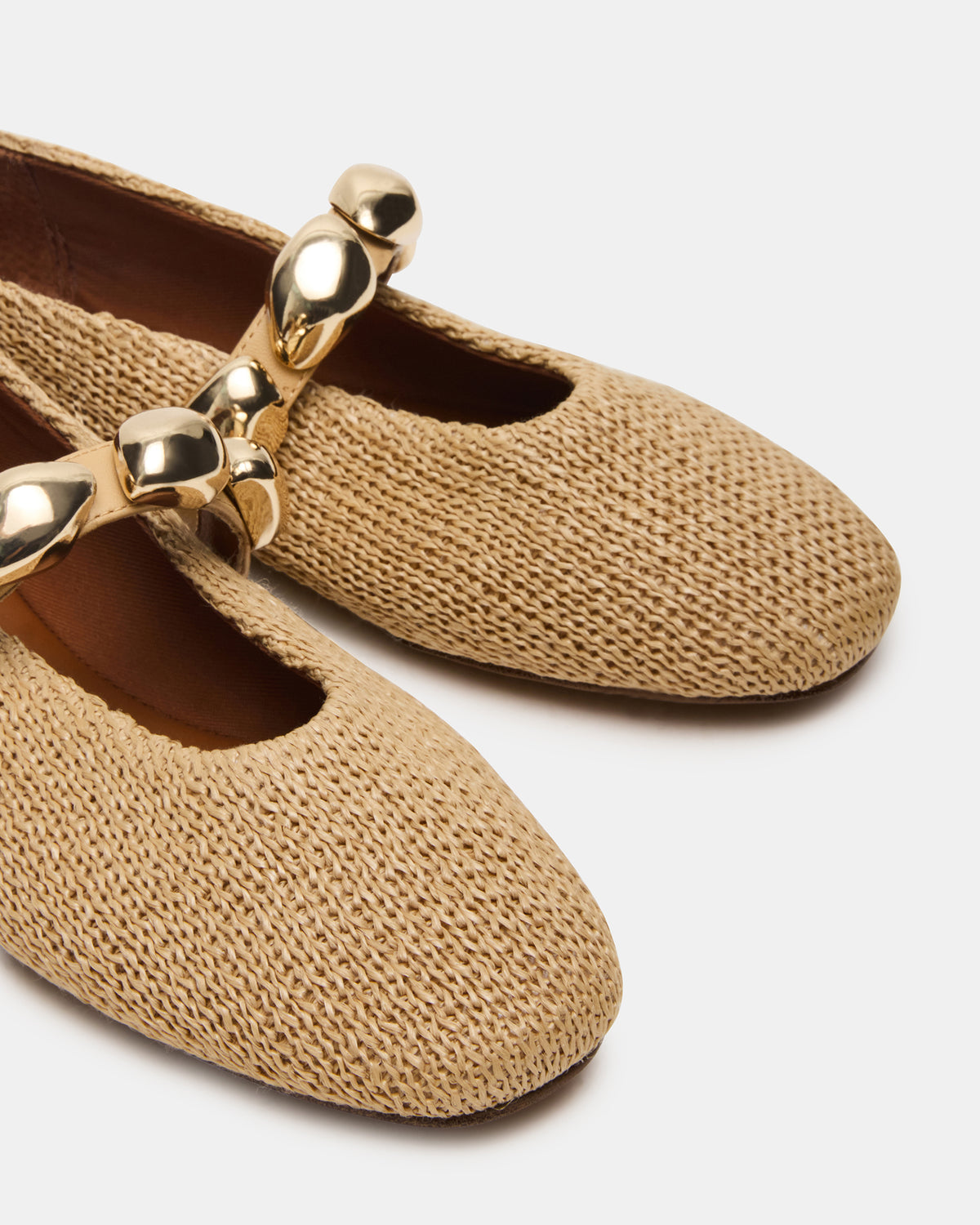 POPPIN Natural Raffia Mary Jane Ballet Women's Flat - Steve Madden