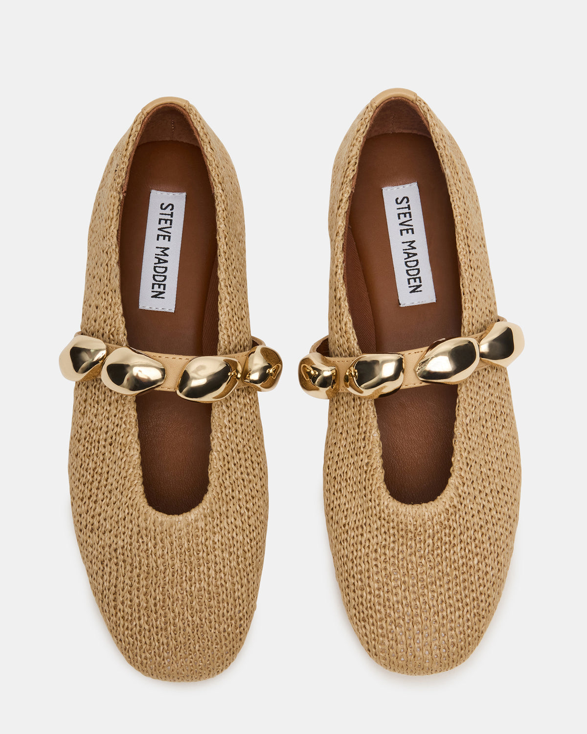 POPPIN Natural Raffia Mary Jane Ballet Women's Flat - Steve Madden