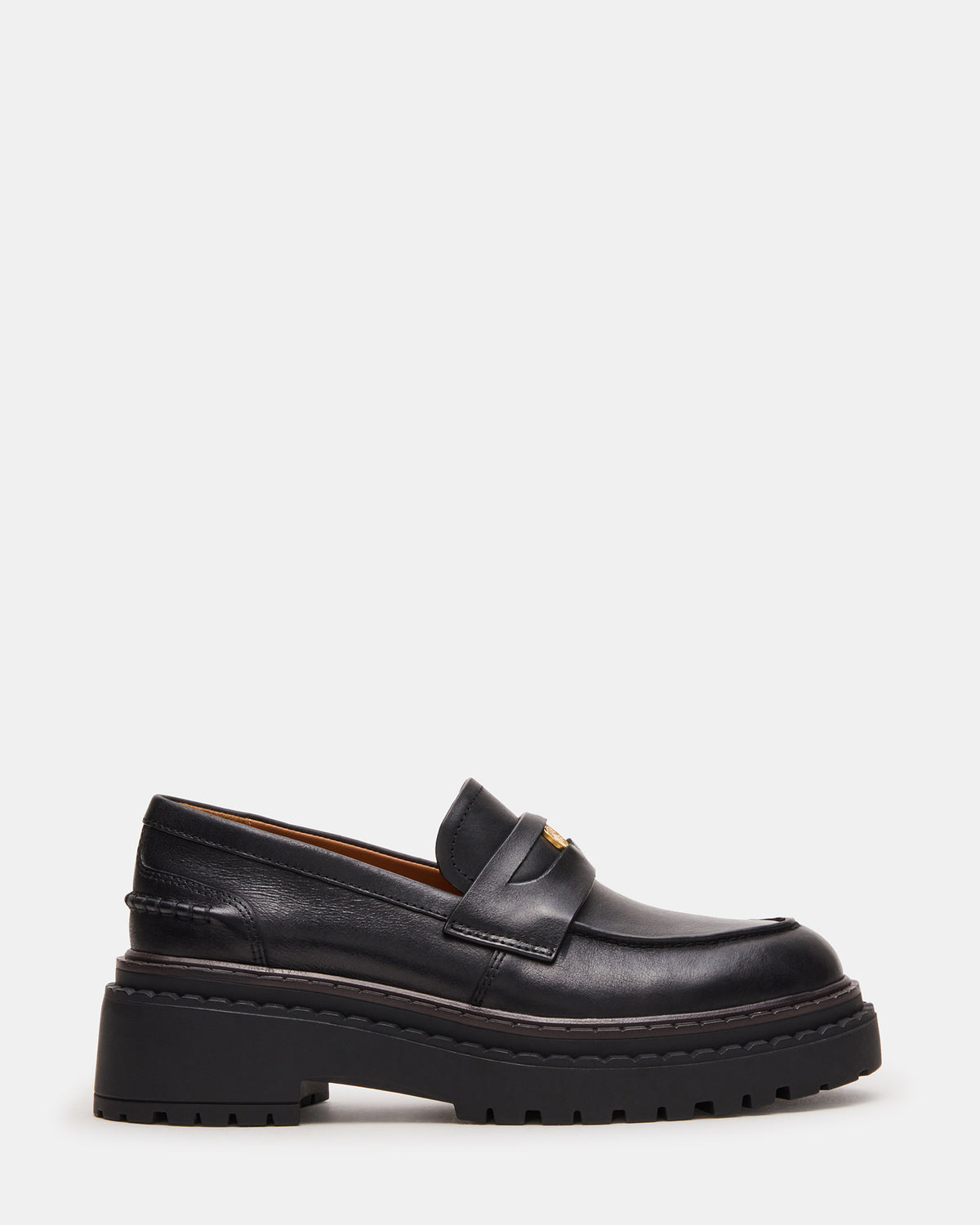 RAFTUS Black Leather Platform Lug Women's Loafer - Steve Madden