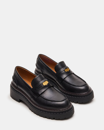 RAFTUS Black Leather Platform Lug Women's Loafer - Steve Madden