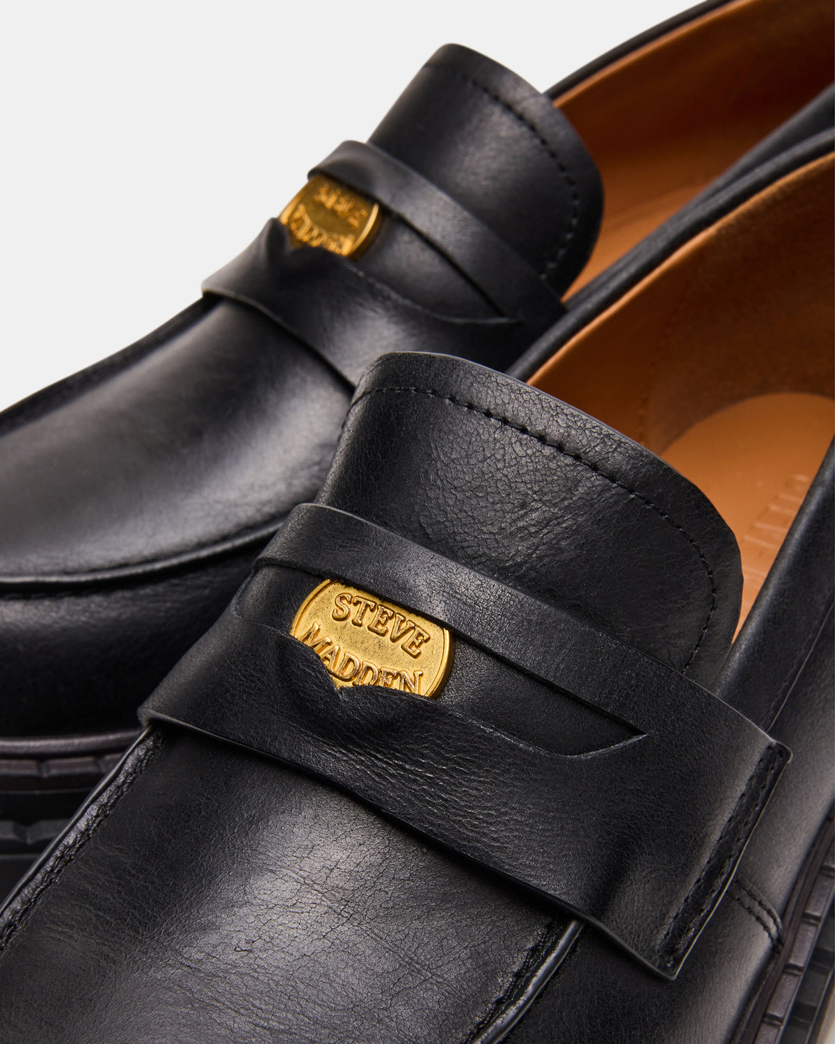 RAFTUS Black Leather Platform Lug Women's Loafer - Steve Madden