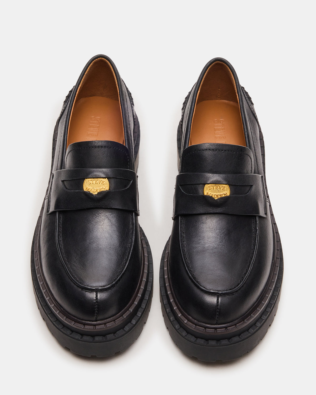 RAFTUS Black Leather Platform Lug Women's Loafer - Steve Madden