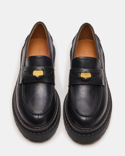 RAFTUS Black Leather Platform Lug Women's Loafer - Steve Madden