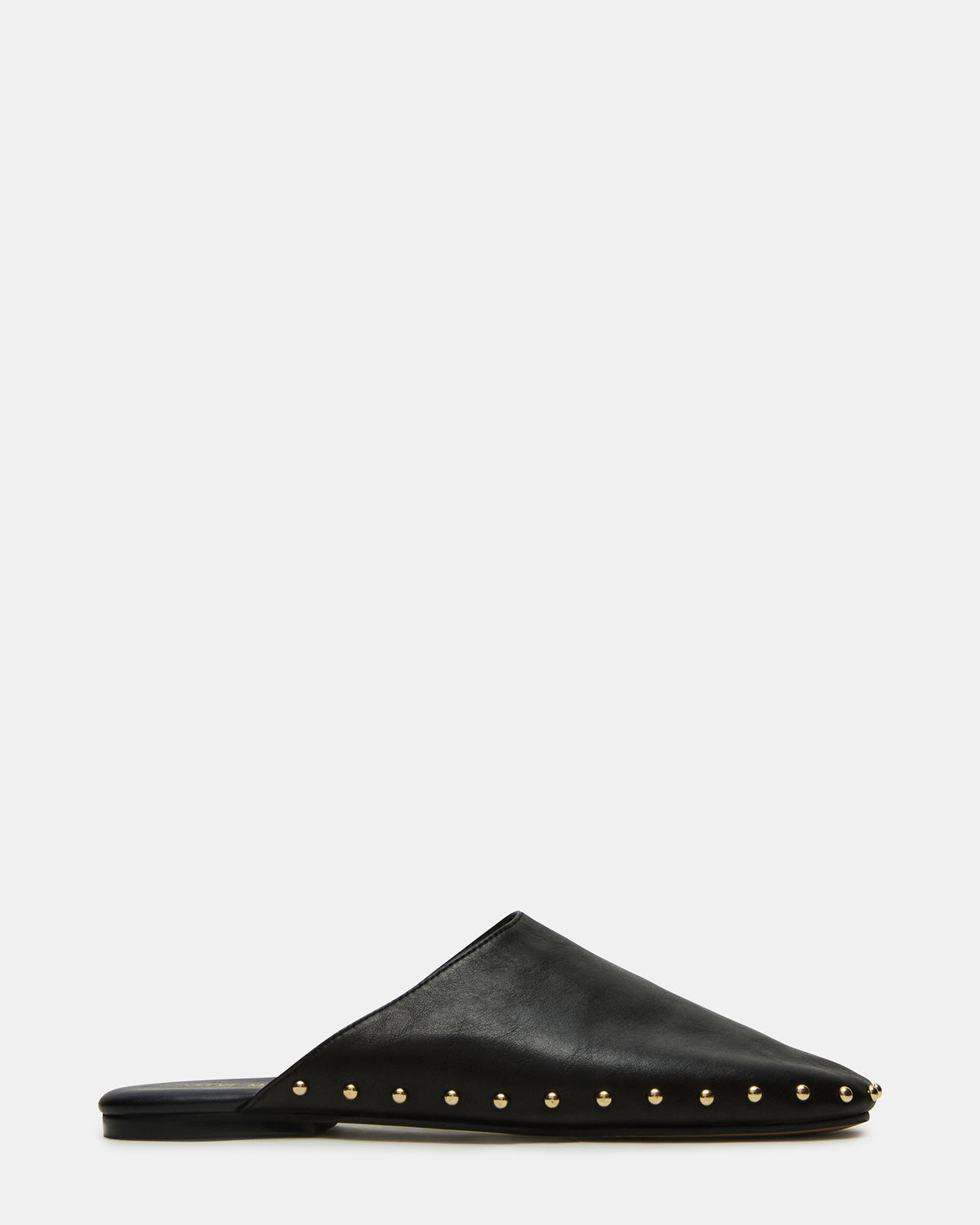 PEARSON Black Leather Rounded-Toe Slip-On Women's Flat - Steve Madden