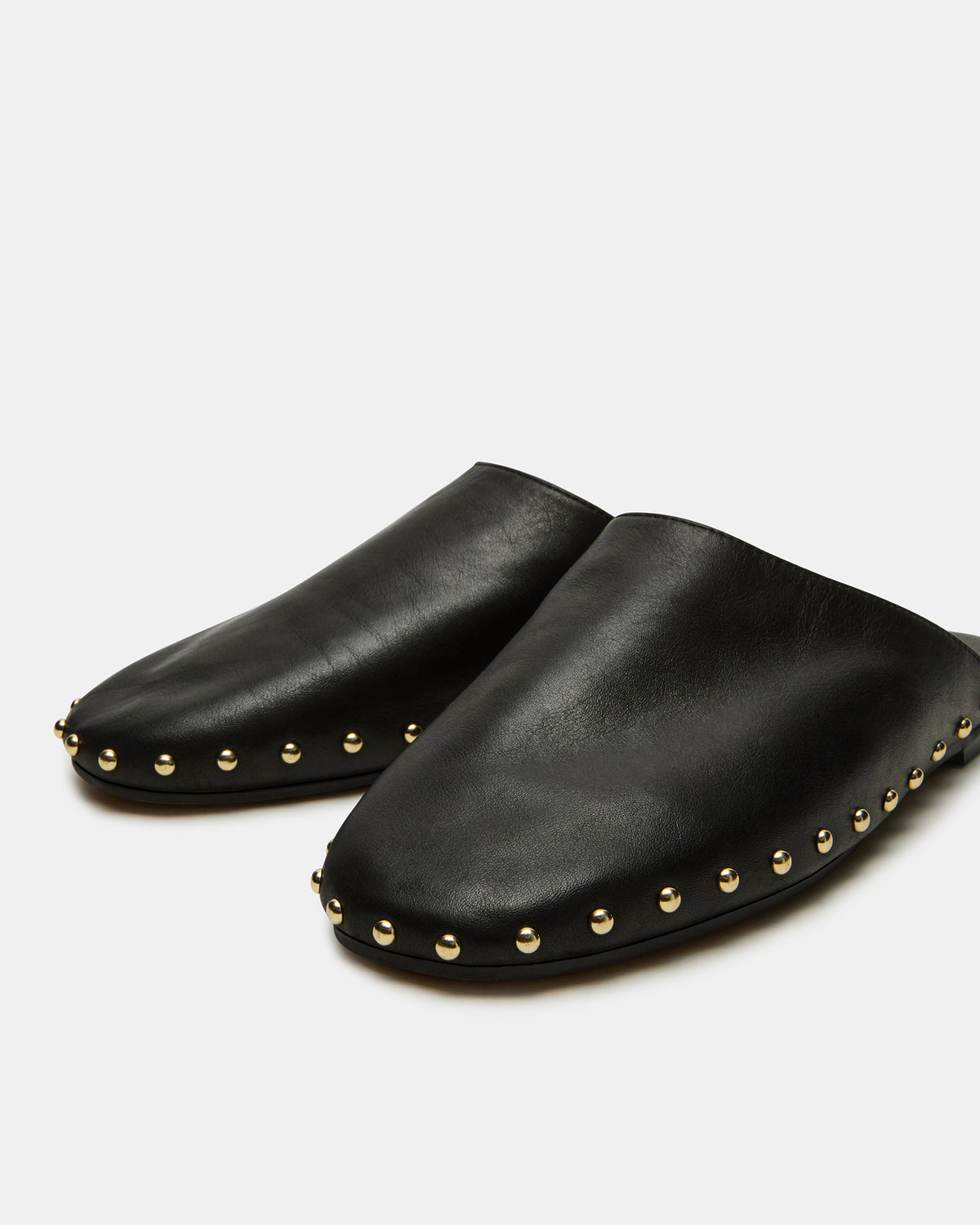 PEARSON Black Leather Rounded-Toe Slip-On Women's Flat - Steve Madden