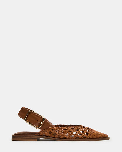 SHAY Woven Cognac Pointed-Toe Slingback Ballet Women's Flat - Steve Madden