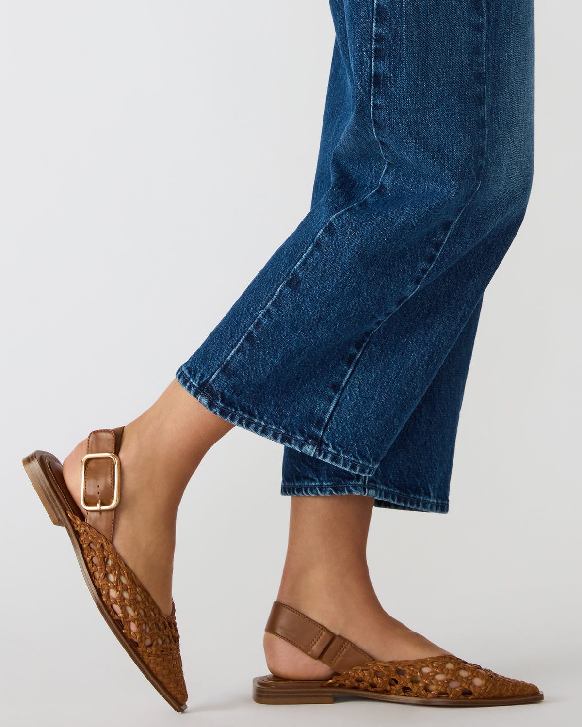 SHAY Woven Cognac Pointed-Toe Slingback Ballet Women's Flat - Steve Madden
