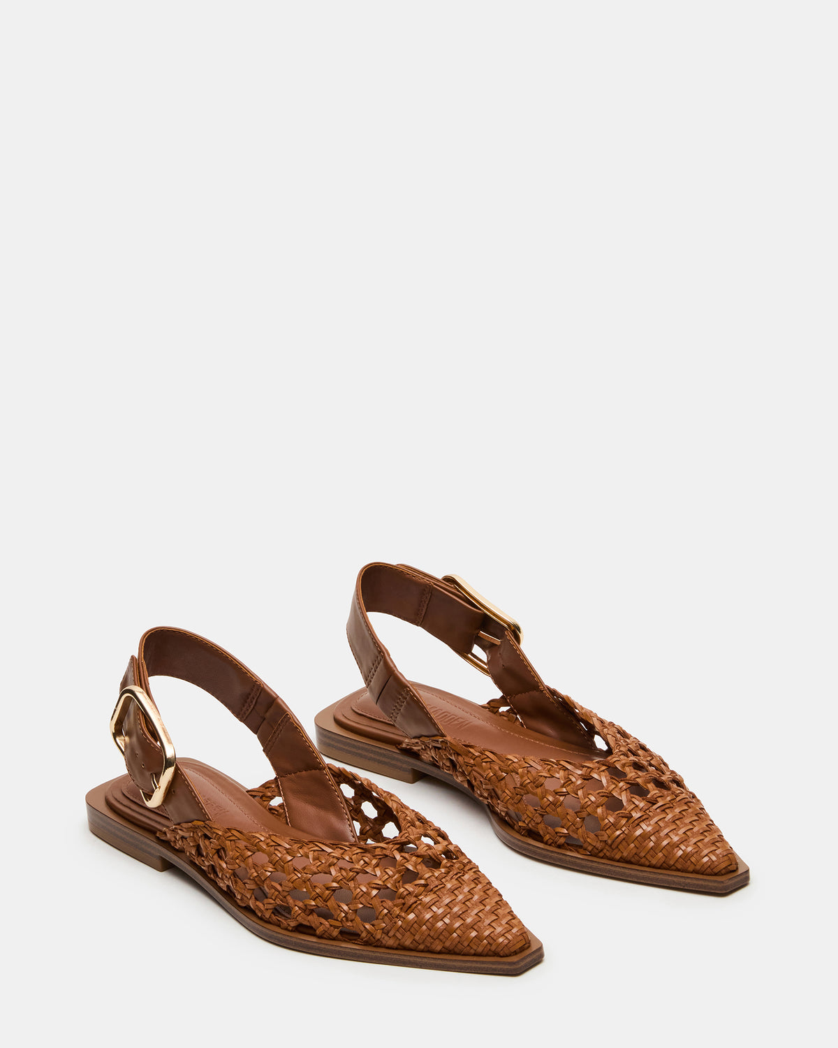 SHAY Woven Cognac Pointed-Toe Slingback Ballet Women's Flat - Steve Madden
