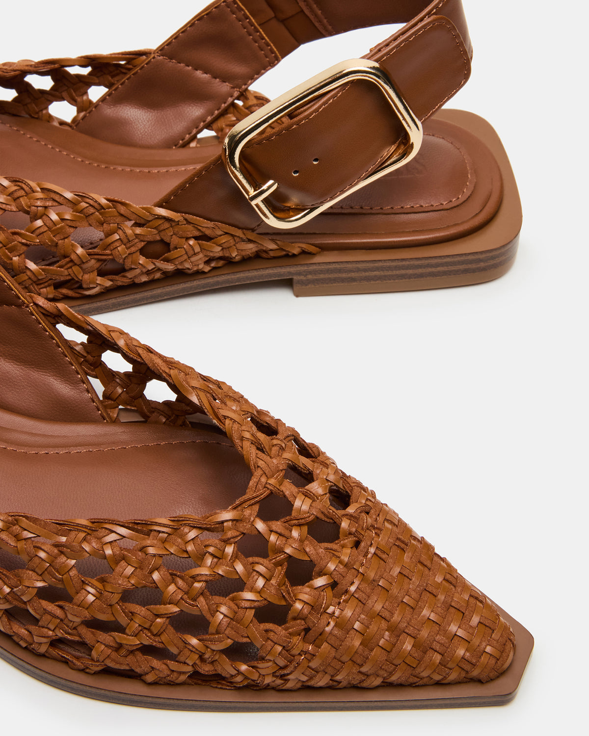 SHAY Woven Cognac Pointed-Toe Slingback Ballet Women's Flat - Steve Madden